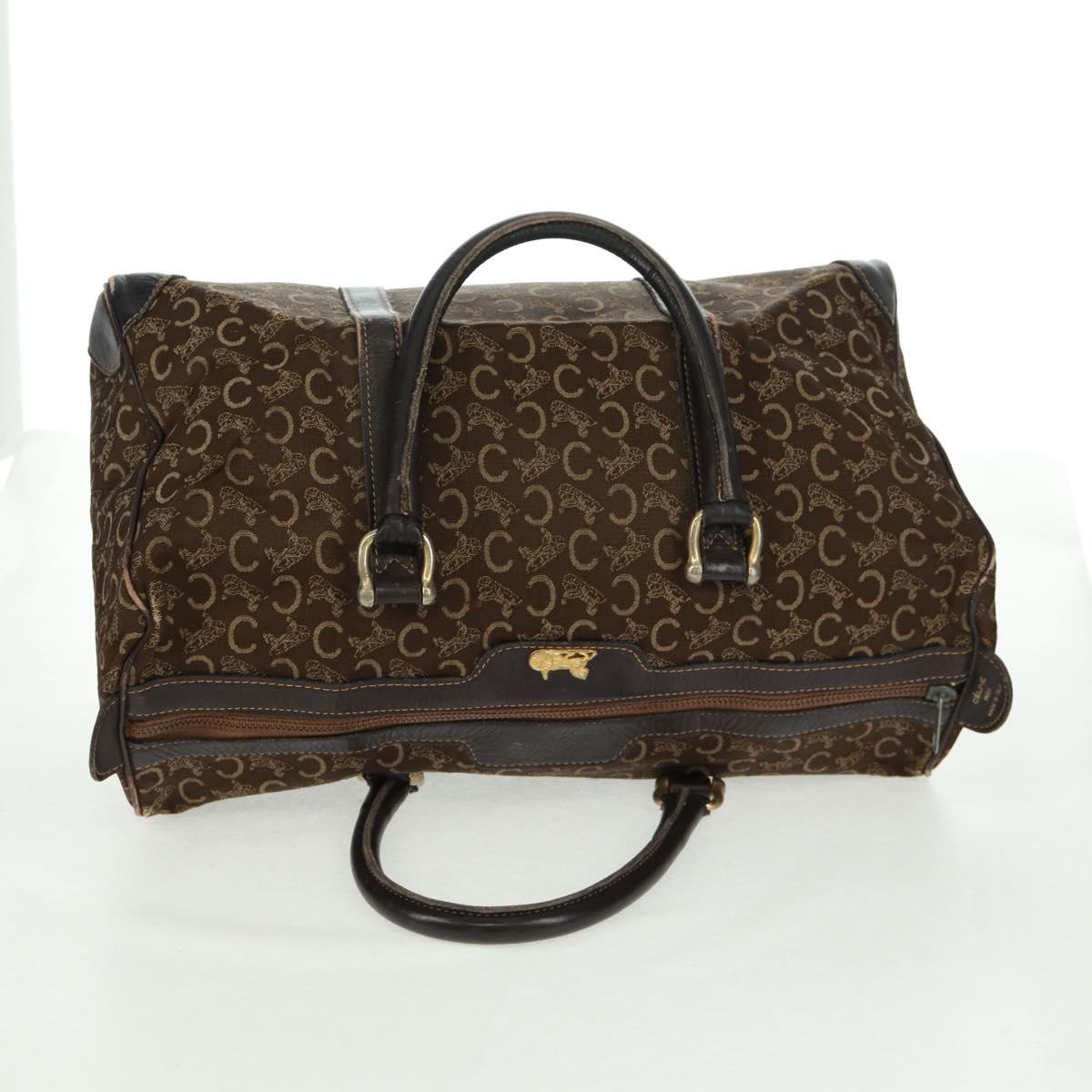 CELINE C Sulky Boston Bag Canvas Brown Gold Auth bs31834