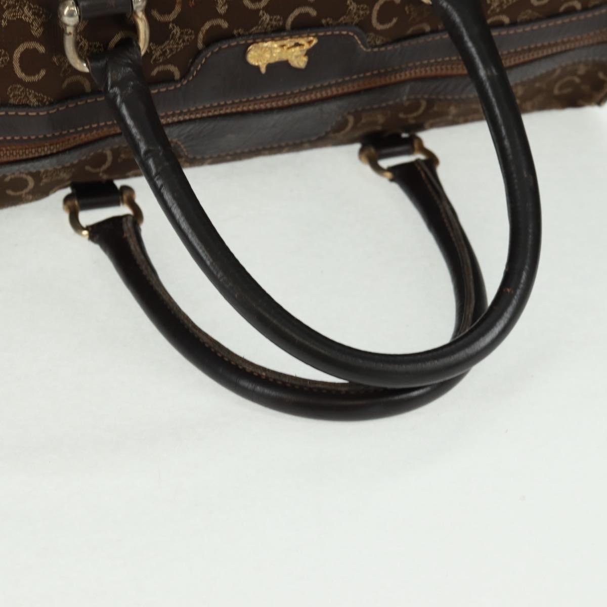 CELINE C Sulky Boston Bag Canvas Brown Gold Auth bs31834