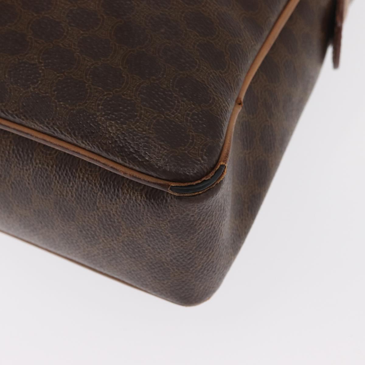 CELINE Macadam Canvas Business Bag PVC Brown Gold Auth bs31835