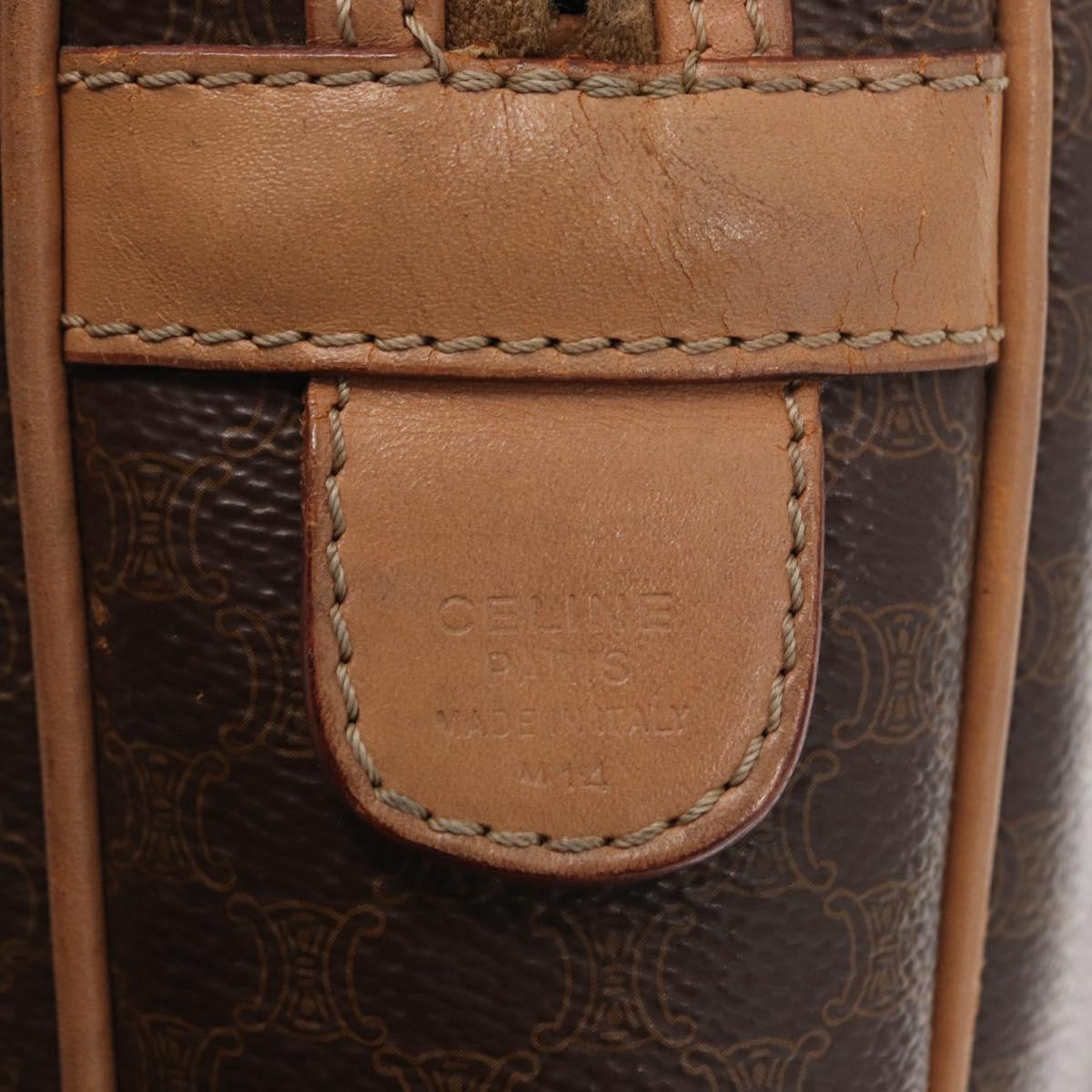 CELINE Macadam Canvas Business Bag PVC Brown Gold Auth bs31835