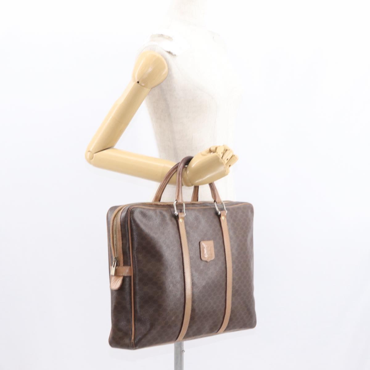CELINE Macadam Canvas Business Bag PVC Brown Gold Auth bs31835