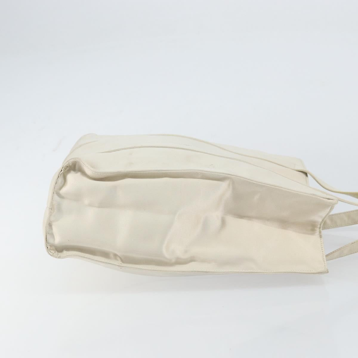 PRADA Hand Bag Satin White Auth bs31836