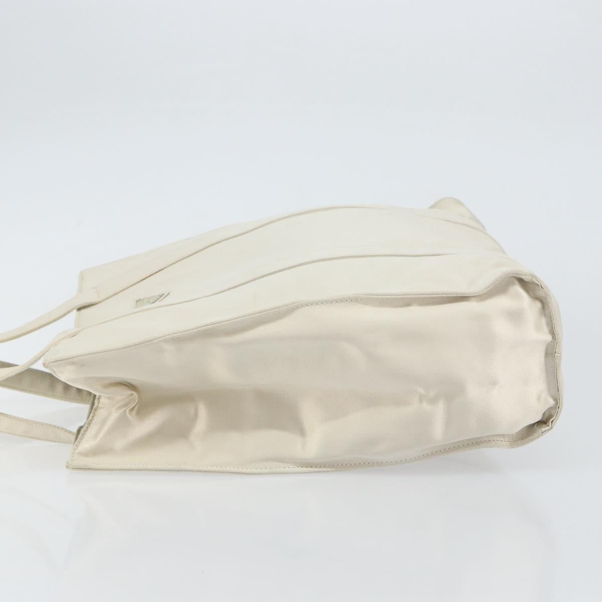 PRADA Hand Bag Satin White Auth bs31836