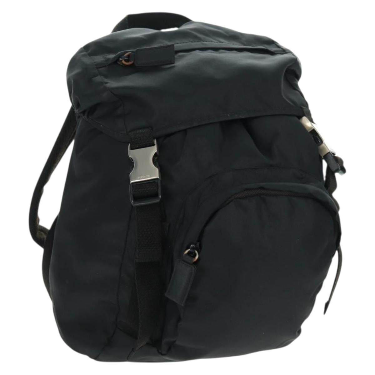 PRADA Backpack Nylon Black Silver Auth bs31838