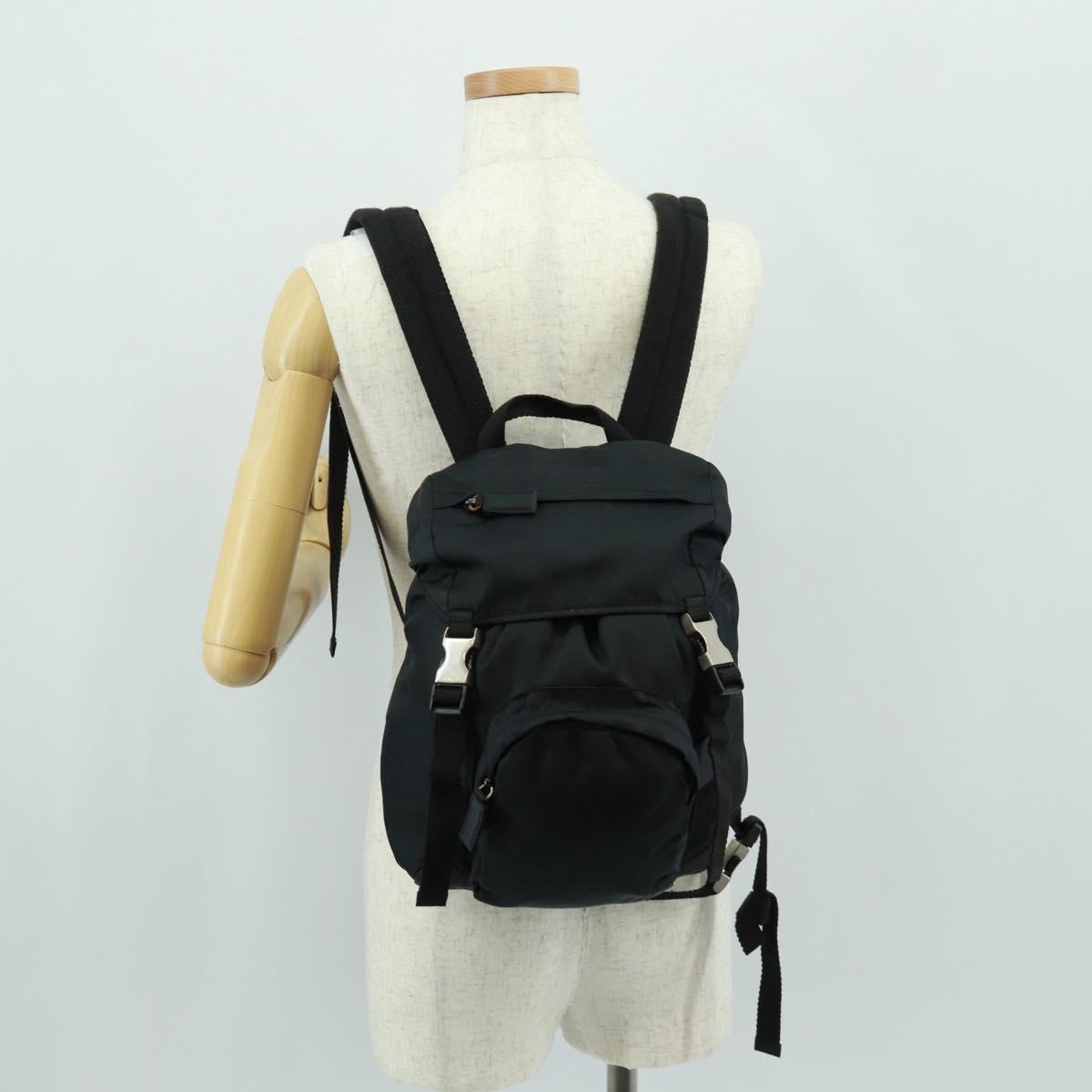 PRADA Backpack Nylon Black Silver Auth bs31838