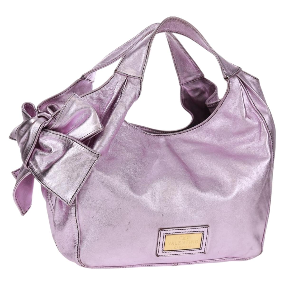 VALENTINO Hand Bag Leather Pink Gold Auth bs31839