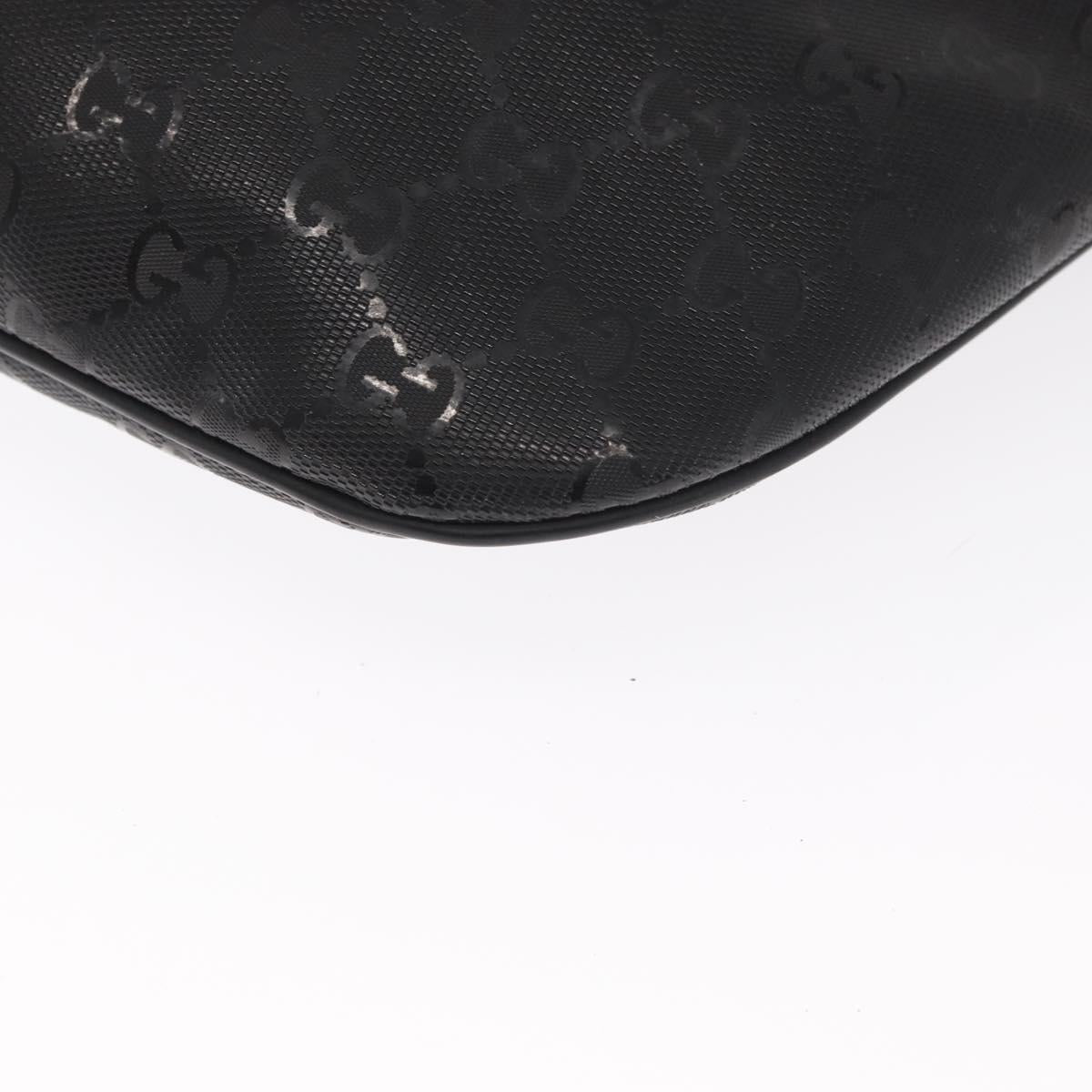 GUCCI GG Canvas GG Implementation Body Bag PVC Black Silver 211110 Auth bs31846