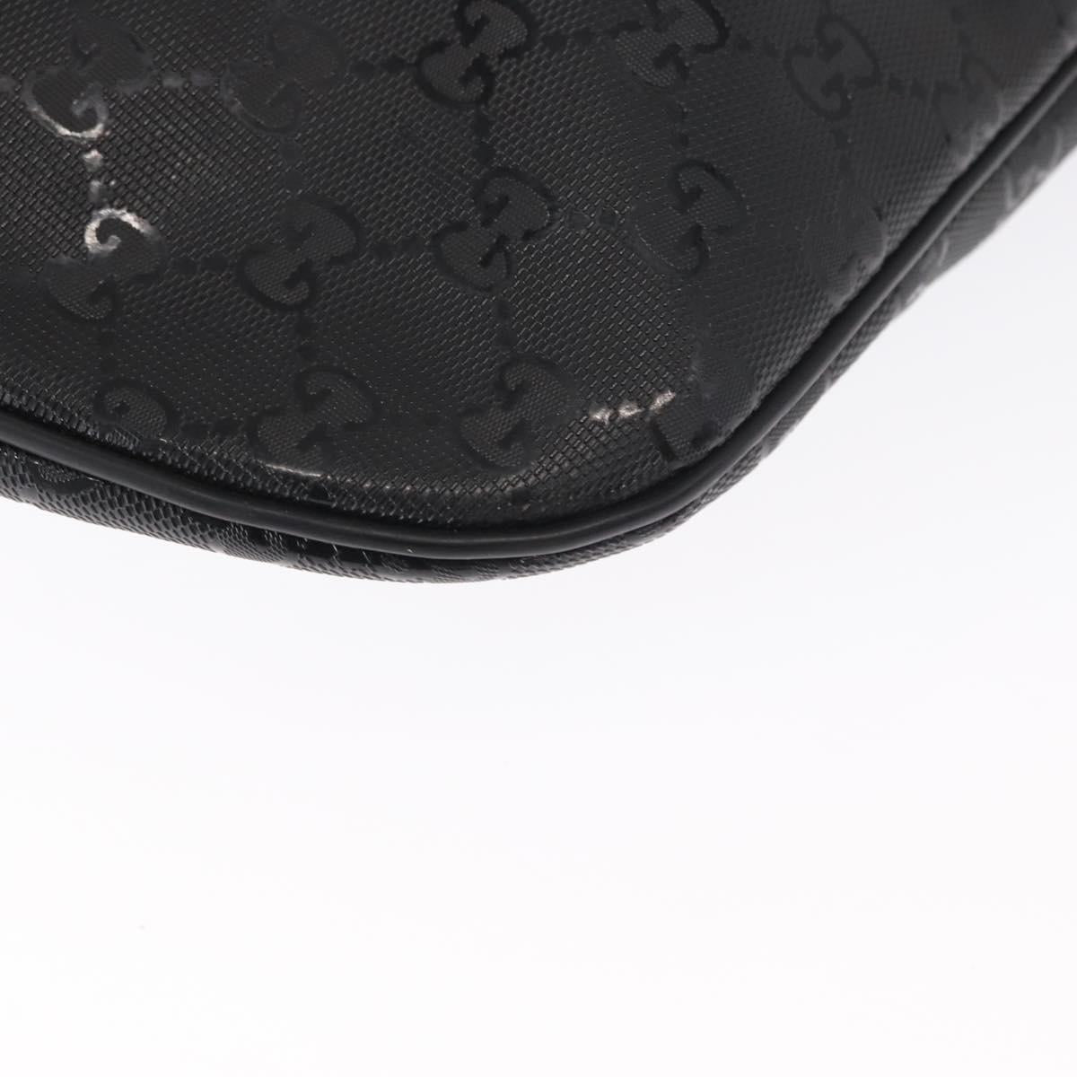 GUCCI GG Canvas GG Implementation Body Bag PVC Black Silver 211110 Auth bs31846
