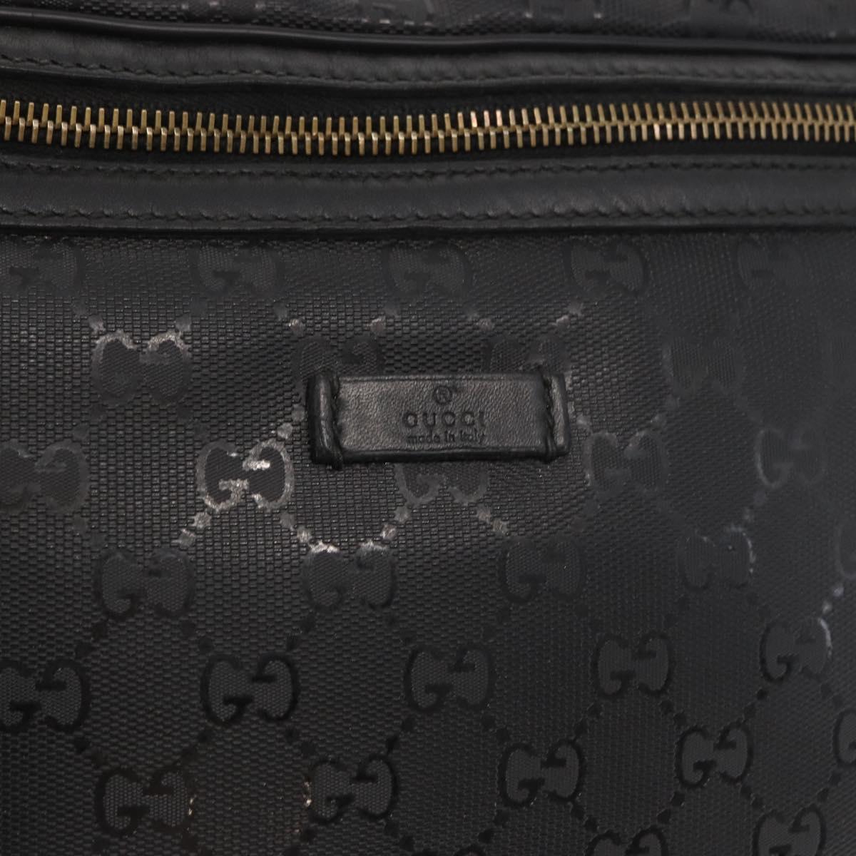 GUCCI GG Canvas GG Implementation Body Bag PVC Black Silver 211110 Auth bs31846