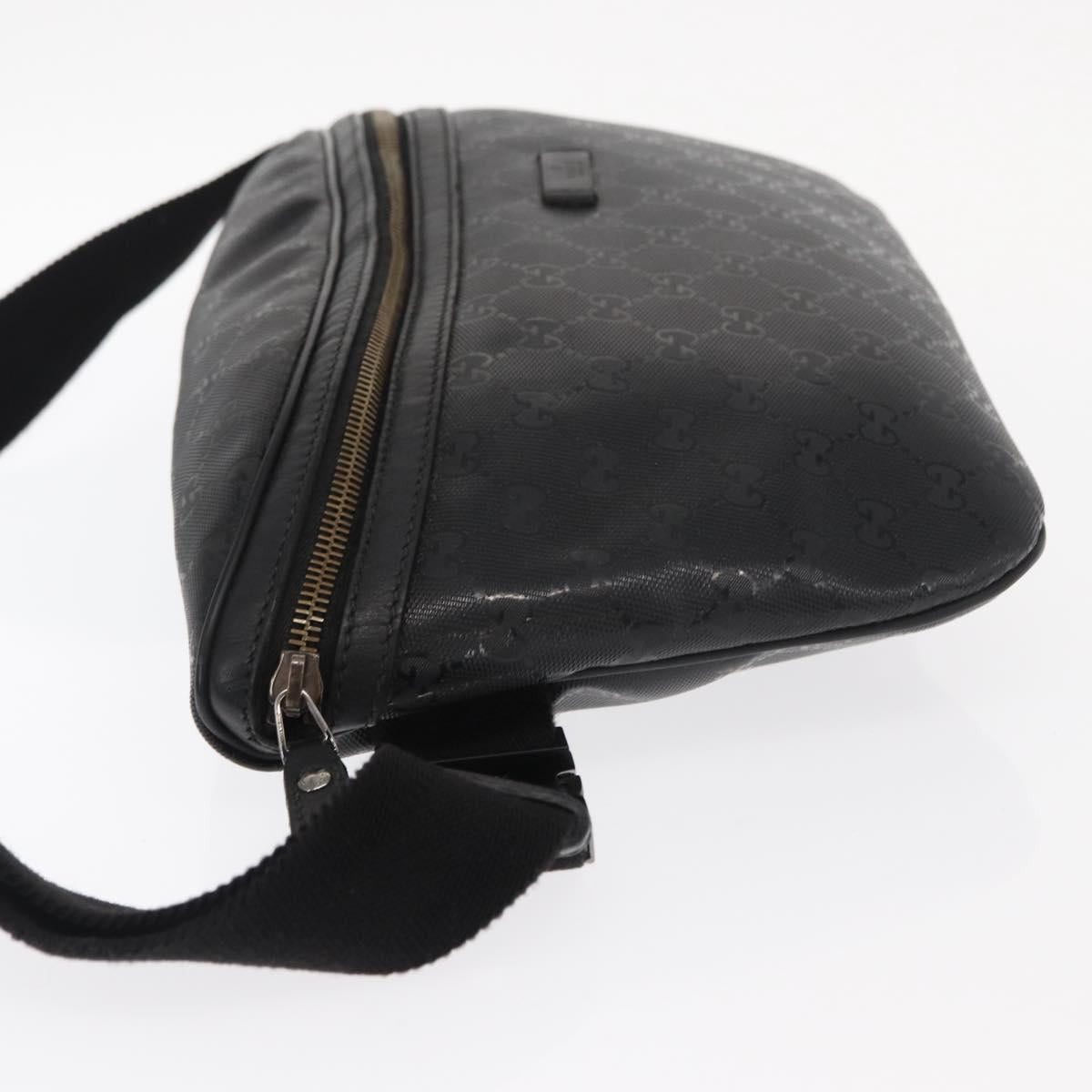 GUCCI GG Canvas GG Implementation Body Bag PVC Black Silver 211110 Auth bs31846