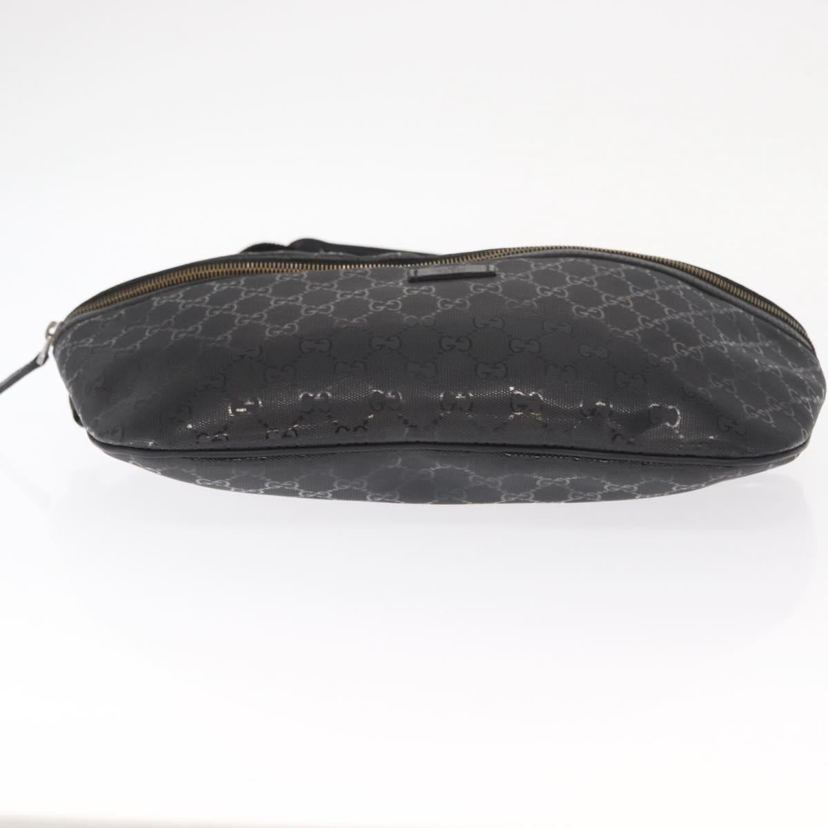 GUCCI GG Canvas GG Implementation Body Bag PVC Black Silver 211110 Auth bs31846