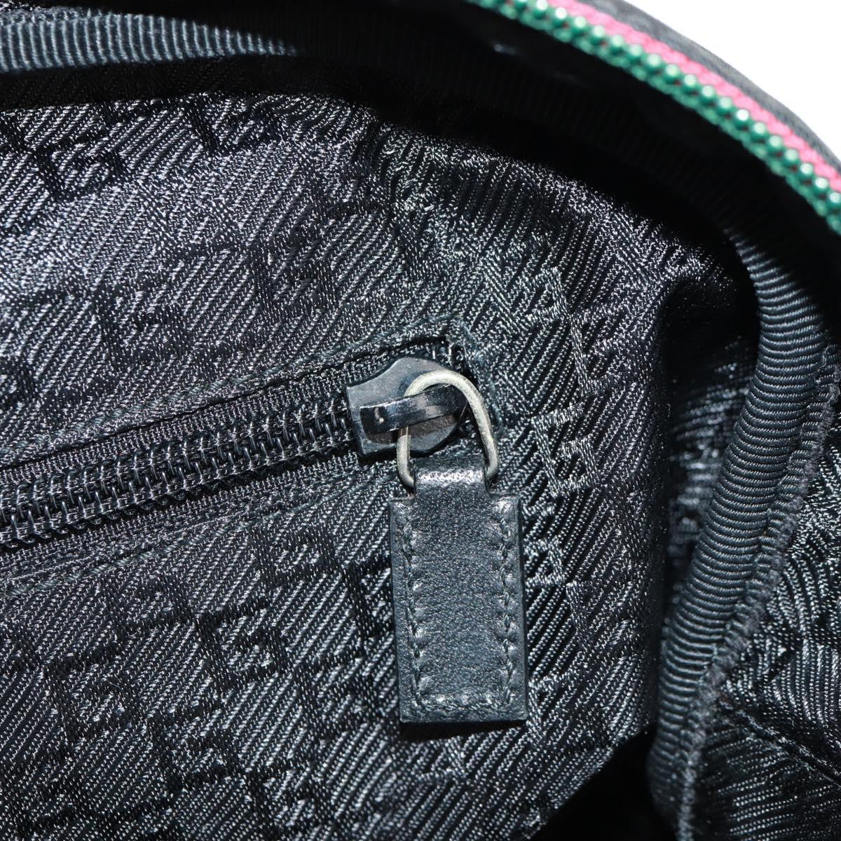 GUCCI Boston Bag Nylon Black Silver 122324 Auth bs31848