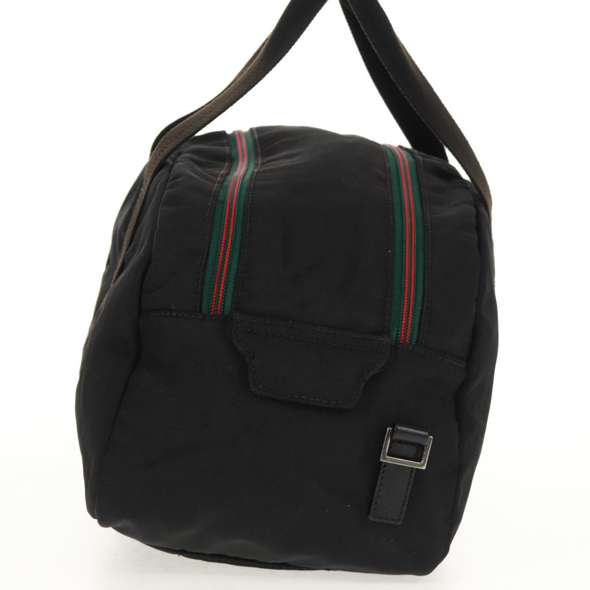 GUCCI Boston Bag Nylon Black Silver 122324 Auth bs31848