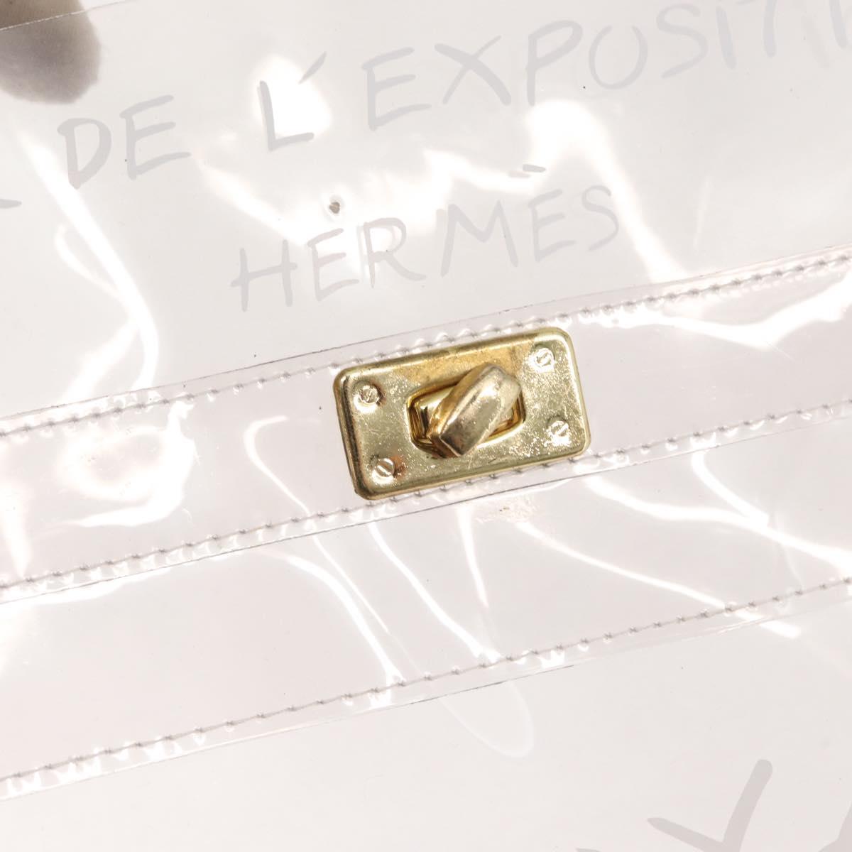 HERMES Vinyl Kelly Hand Bag Vinyl Clear Auth bs31854