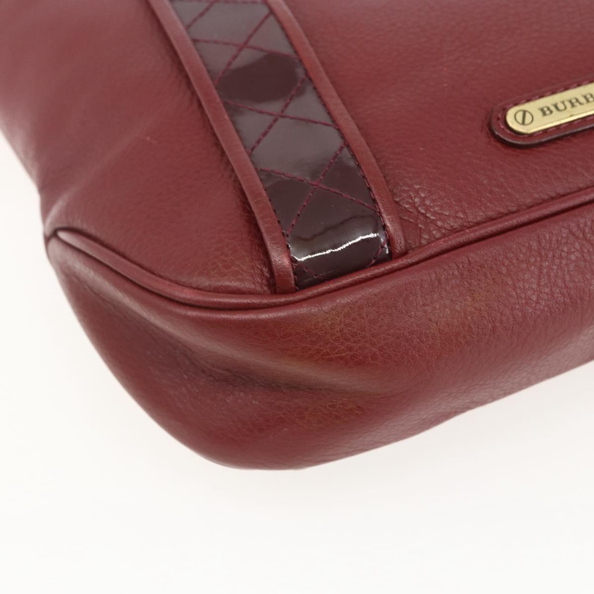 BURBERRY Shoulder Bag Leather Red Gold Auth bs31856