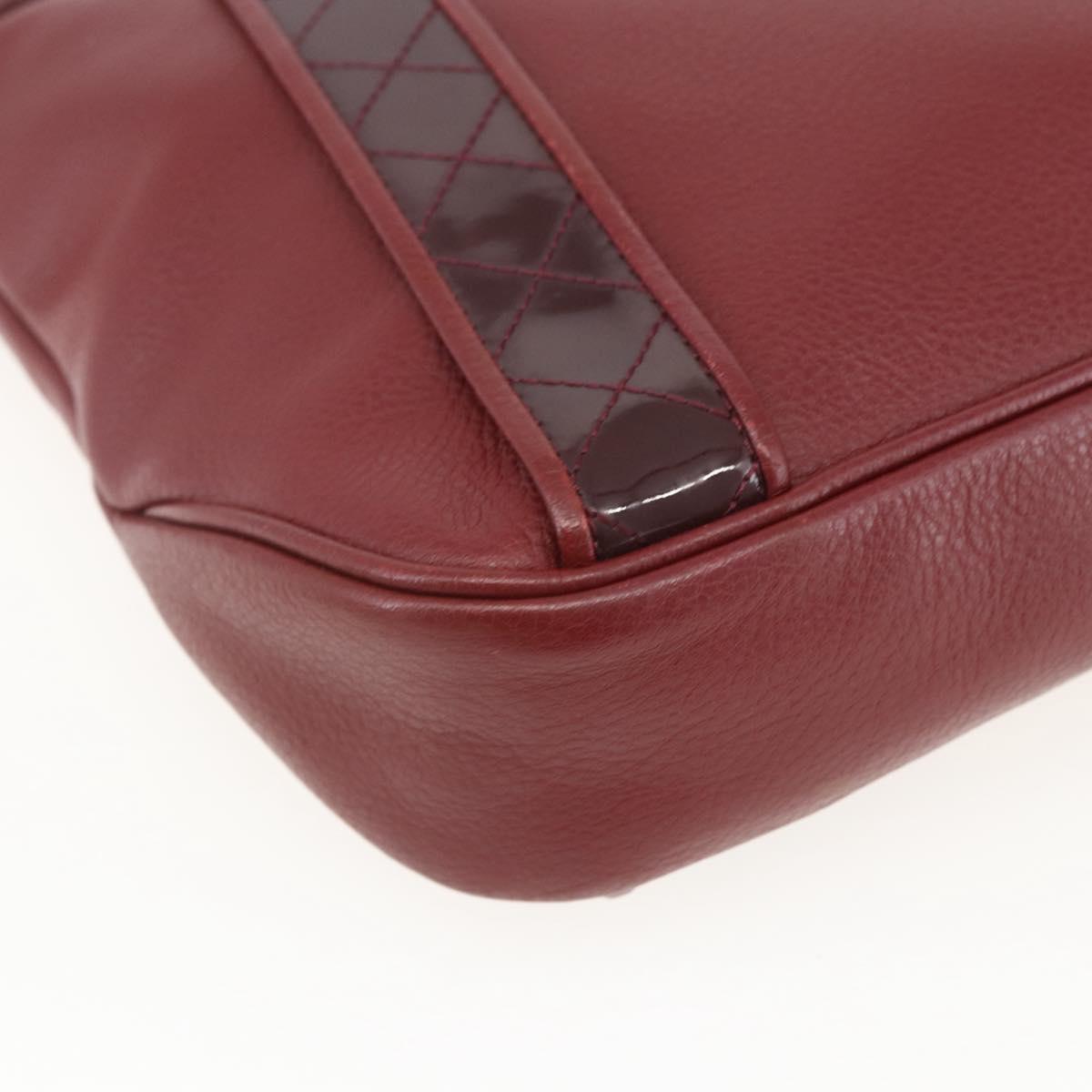 BURBERRY Shoulder Bag Leather Red Gold Auth bs31856