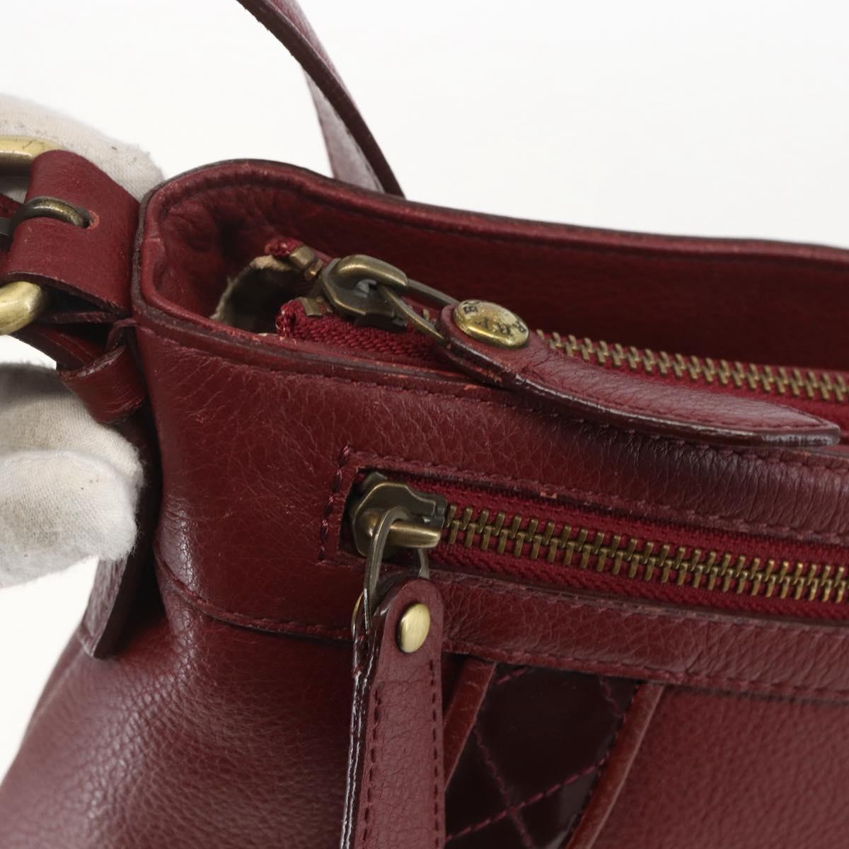 BURBERRY Shoulder Bag Leather Red Gold Auth bs31856