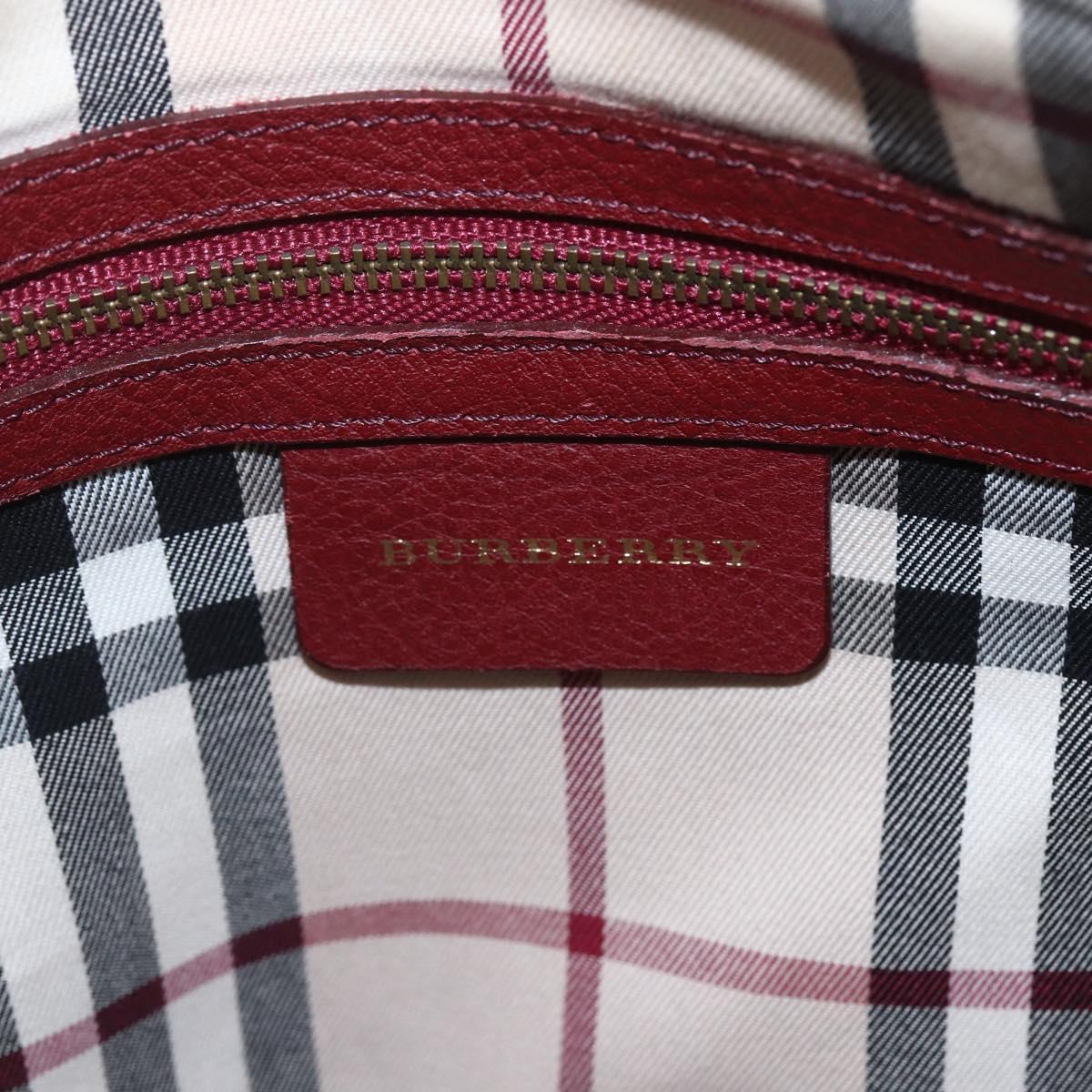 BURBERRY Shoulder Bag Leather Red Gold Auth bs31856
