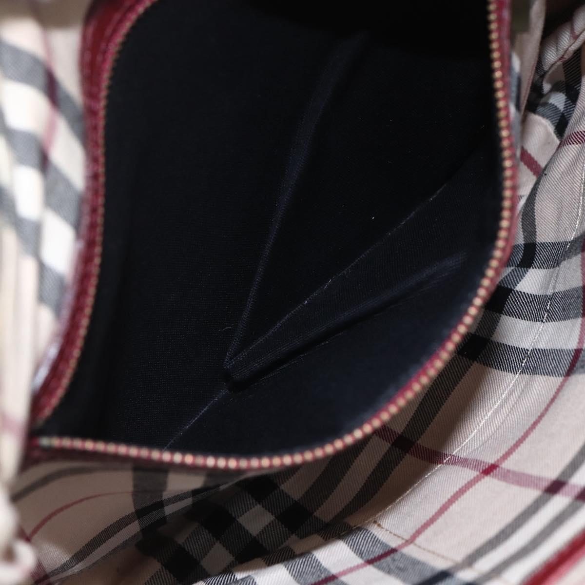 BURBERRY Shoulder Bag Leather Red Gold Auth bs31856
