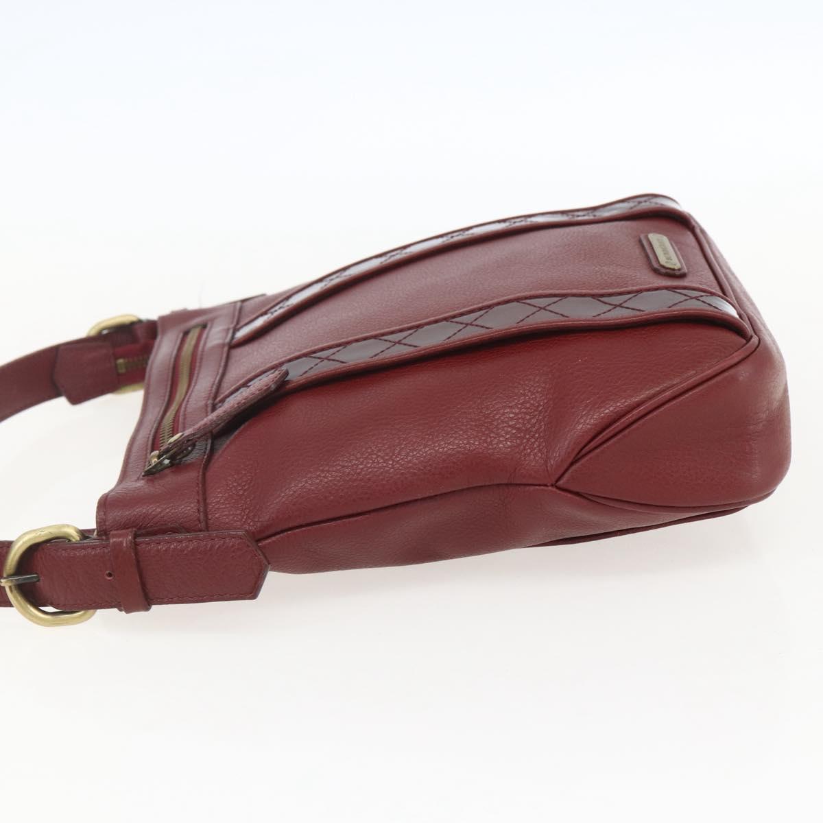 BURBERRY Shoulder Bag Leather Red Gold Auth bs31856