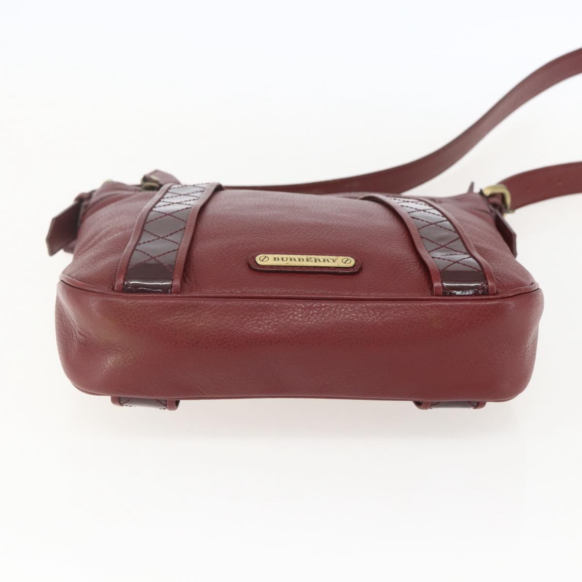 BURBERRY Shoulder Bag Leather Red Gold Auth bs31856