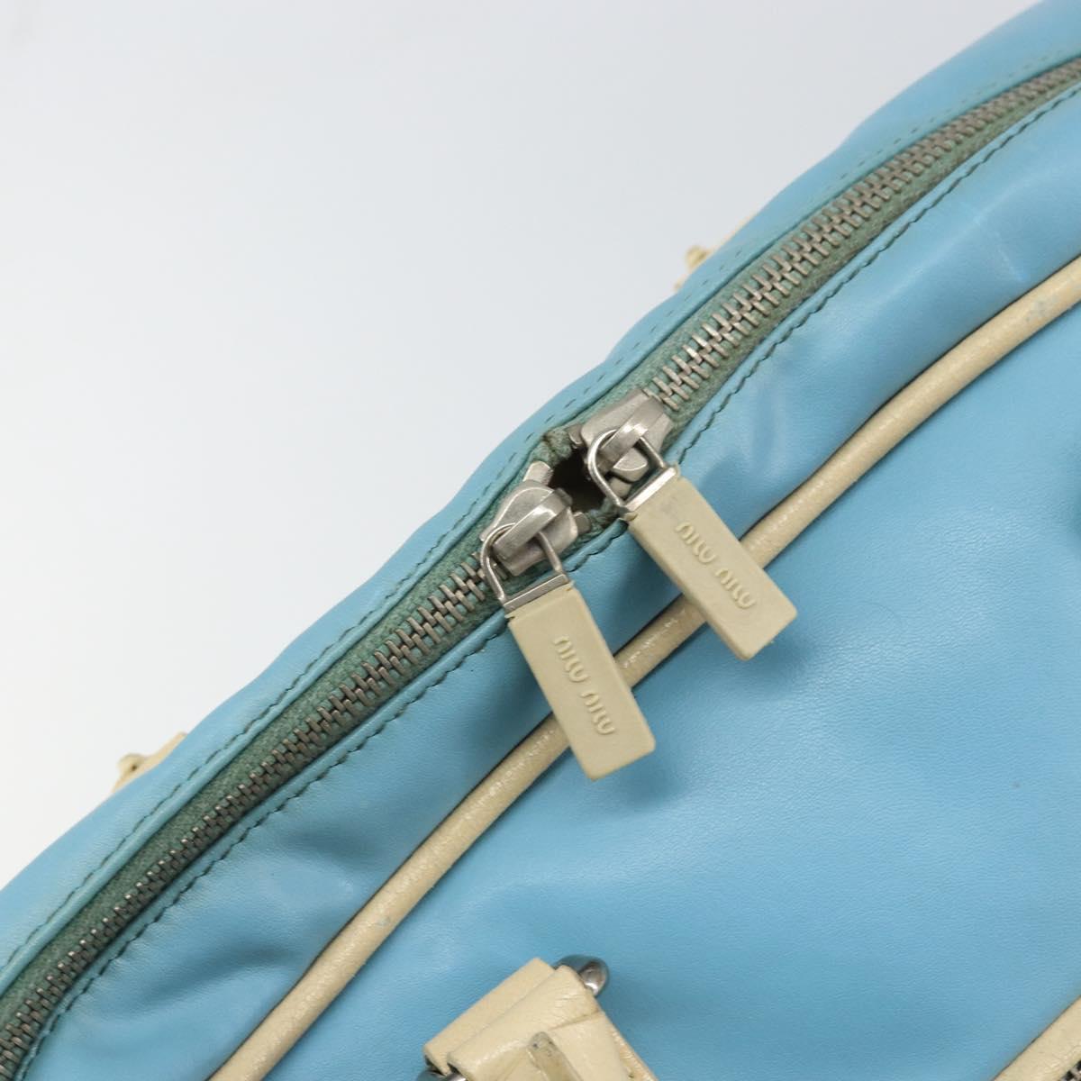 Miu Miu Hand Bag Leather Blue Silver Auth bs31862