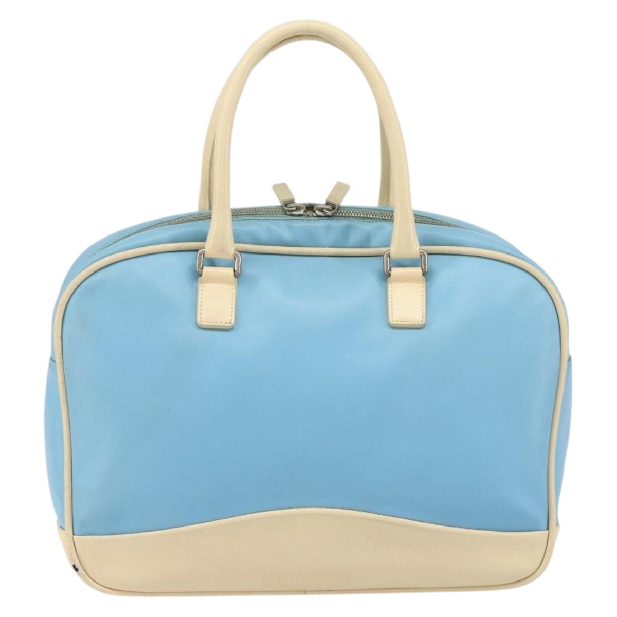 Miu Miu Hand Bag Leather Blue Silver Auth bs31862