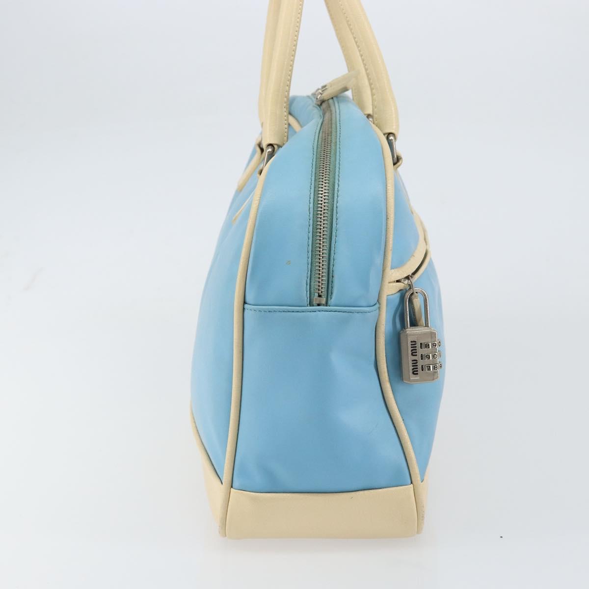 Miu Miu Hand Bag Leather Blue Silver Auth bs31862