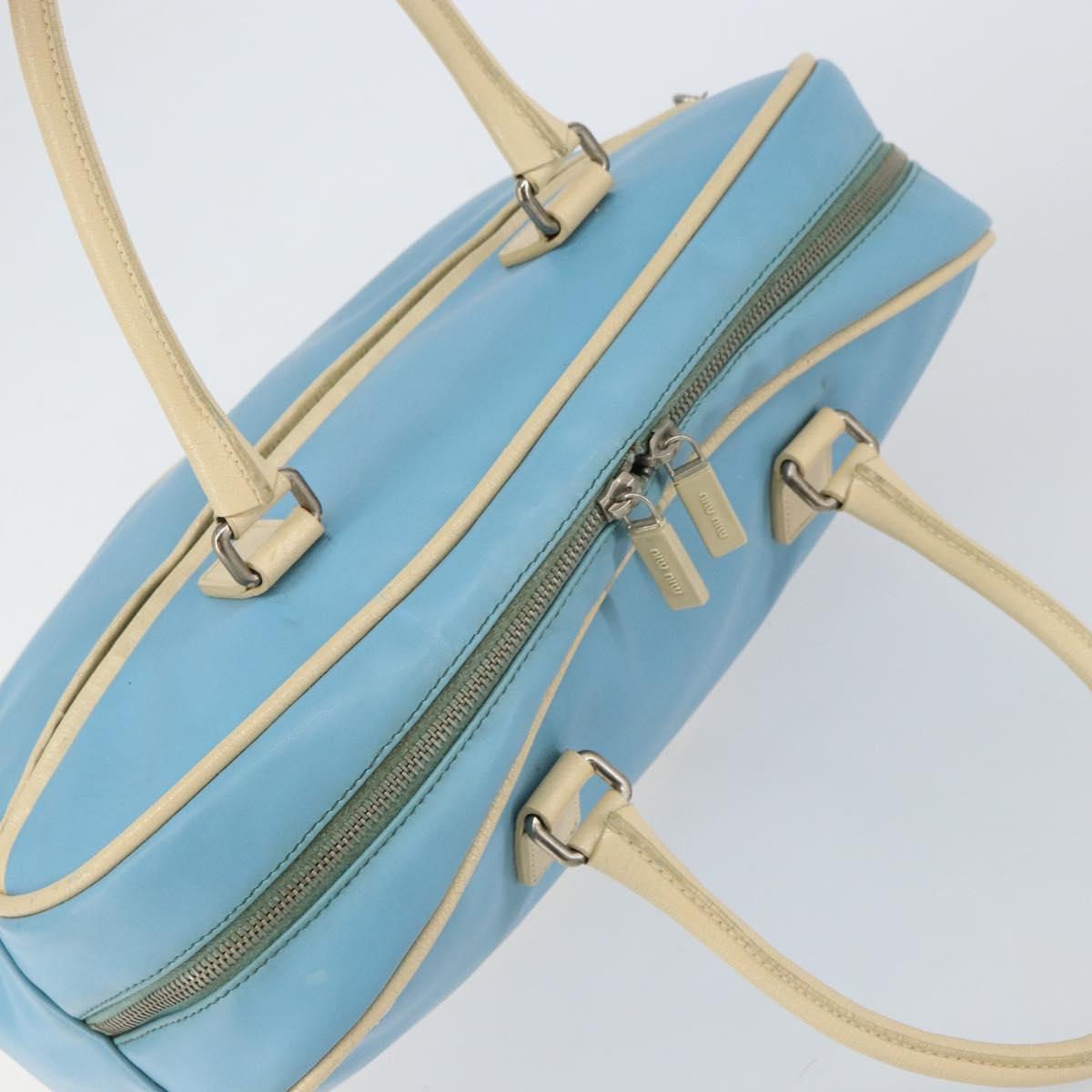 Miu Miu Hand Bag Leather Blue Silver Auth bs31862