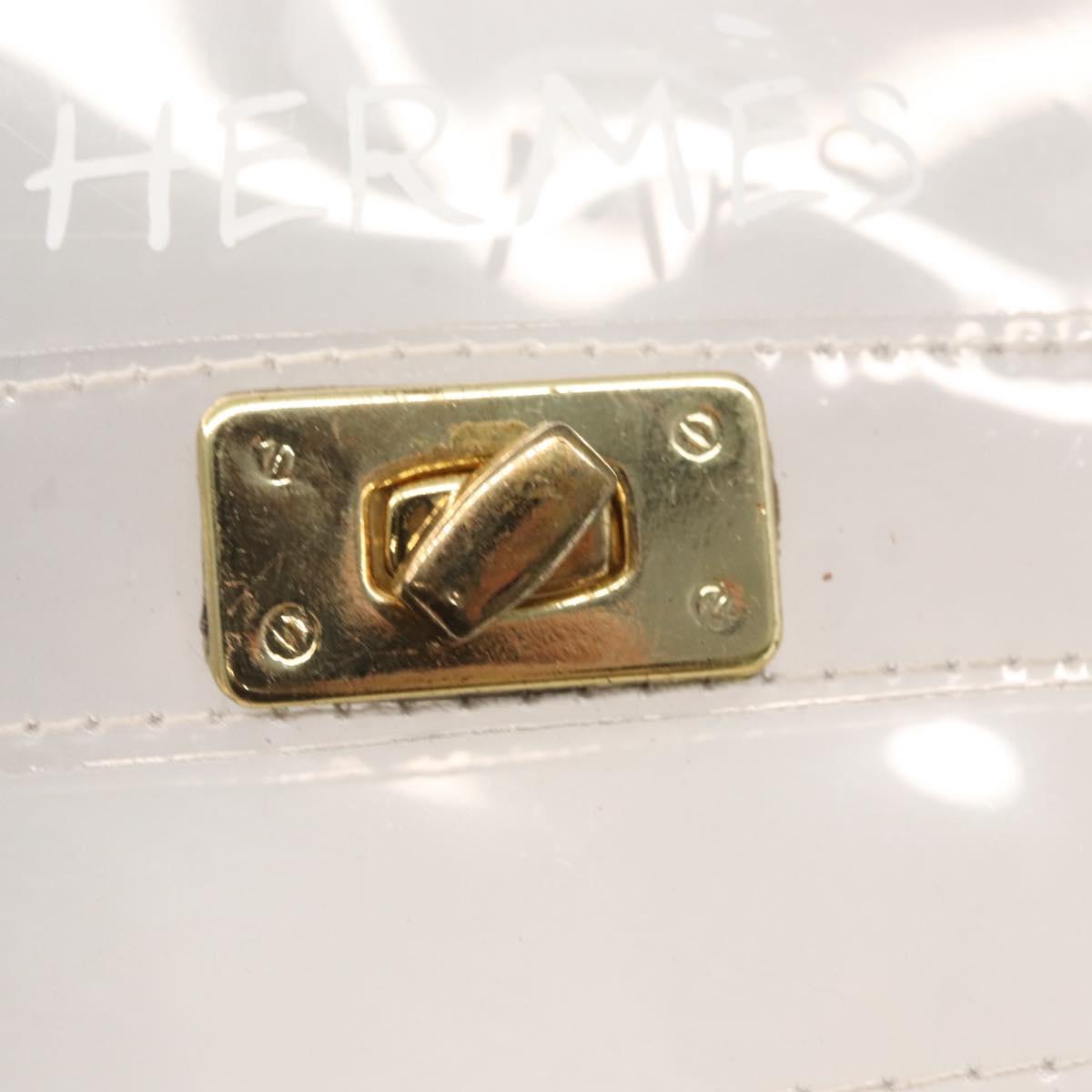 HERMES Vinyl Kelly Hand Bag Vinyl Clear Auth bs31863