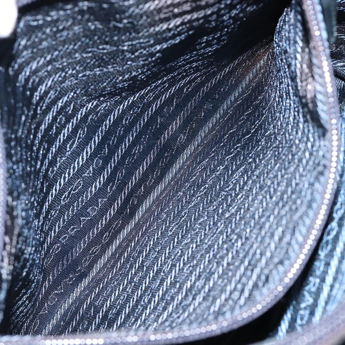 PRADA Tote Bag Nylon Leather Black Silver Auth bs31865