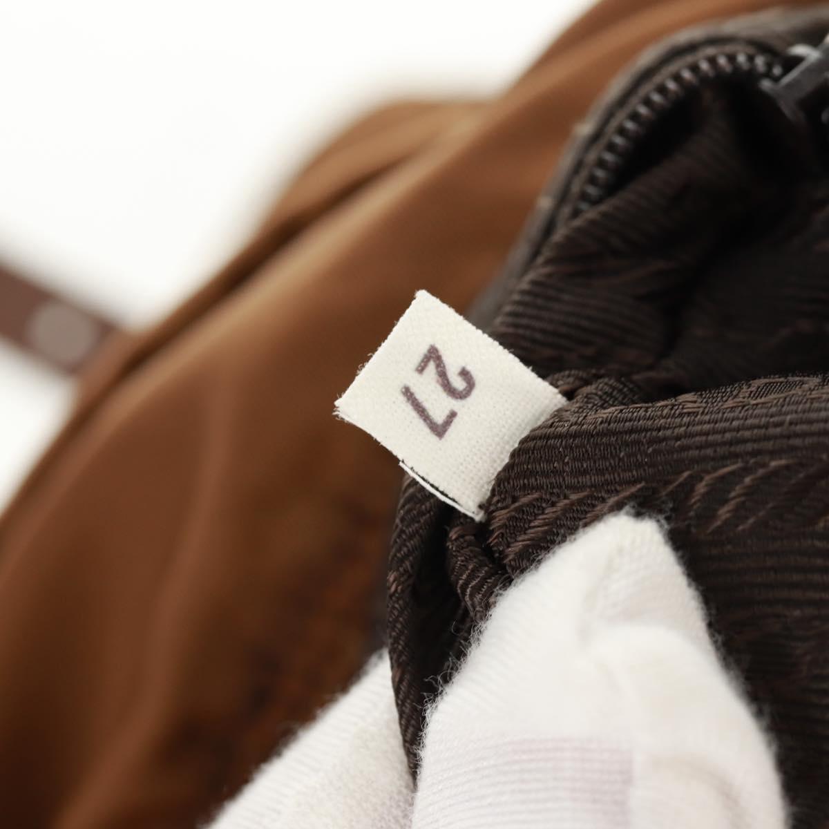 PRADA Shoulder Bag Nylon Brown Silver Auth bs31870