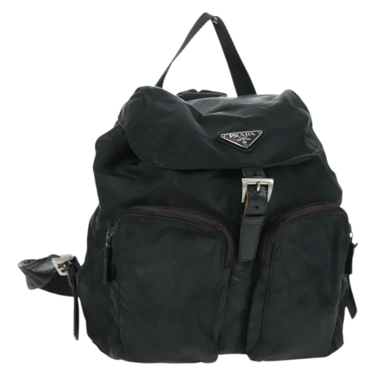 PRADA Backpack Nylon Green Silver Auth bs31871