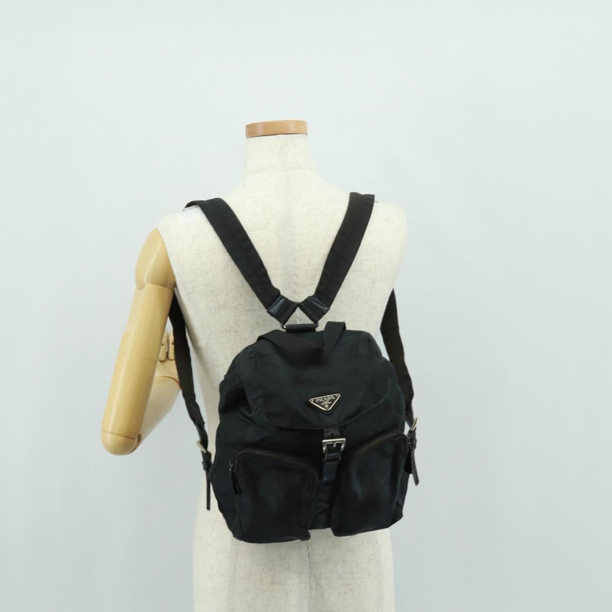 PRADA Backpack Nylon Green Silver Auth bs31871