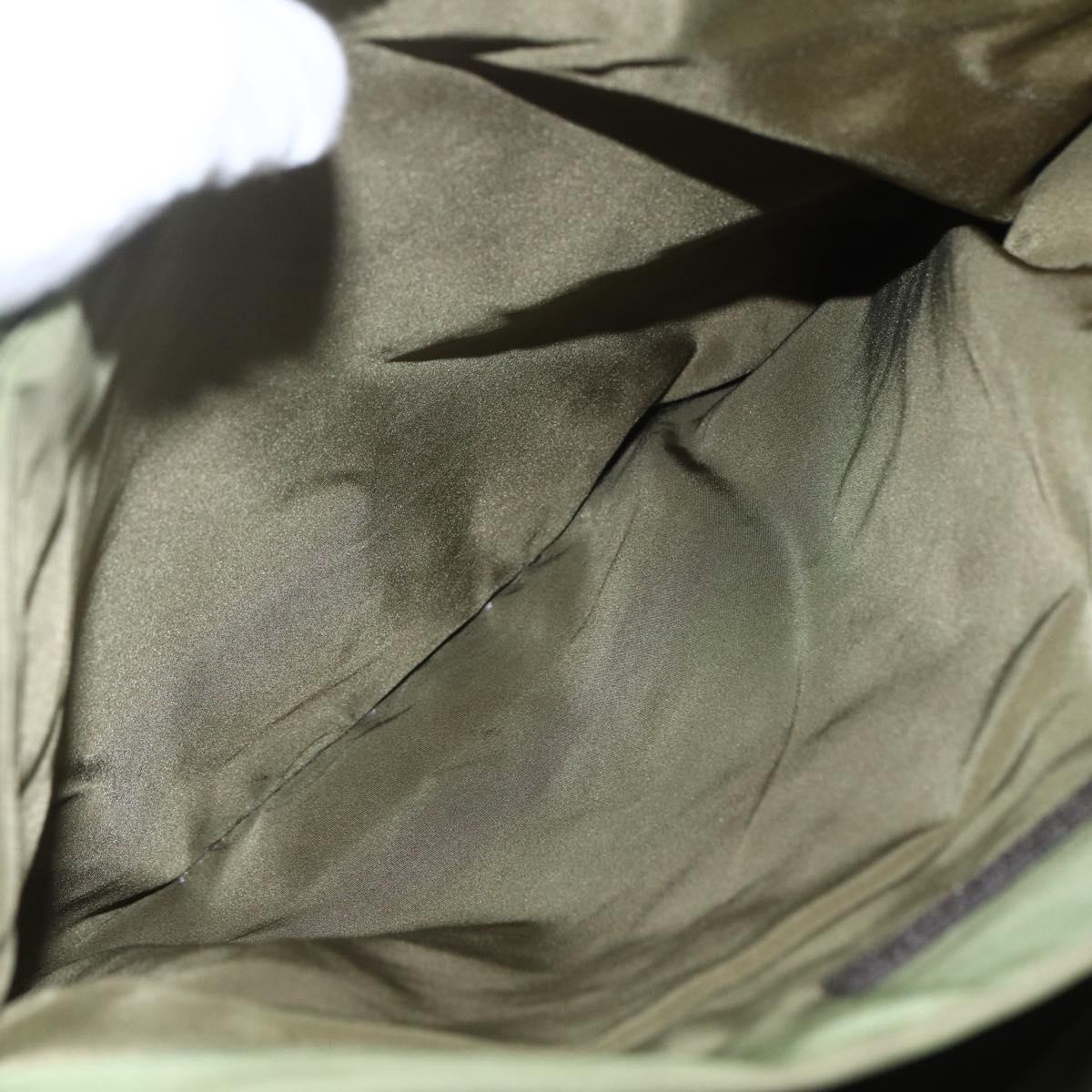 PRADA Hand Bag Nylon Khaki Silver Auth bs31882