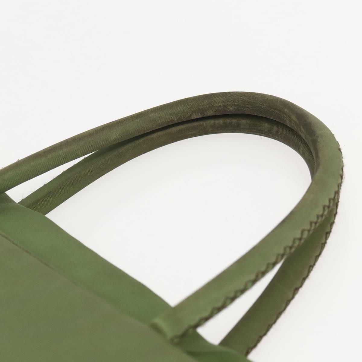 PRADA Hand Bag Nylon Khaki Silver Auth bs31882