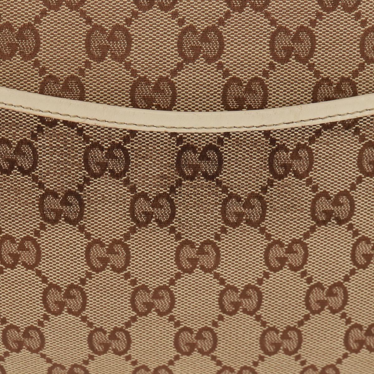 GUCCI GG Canvas Shoulder Bag Beige Silver 145856 Auth bs31883