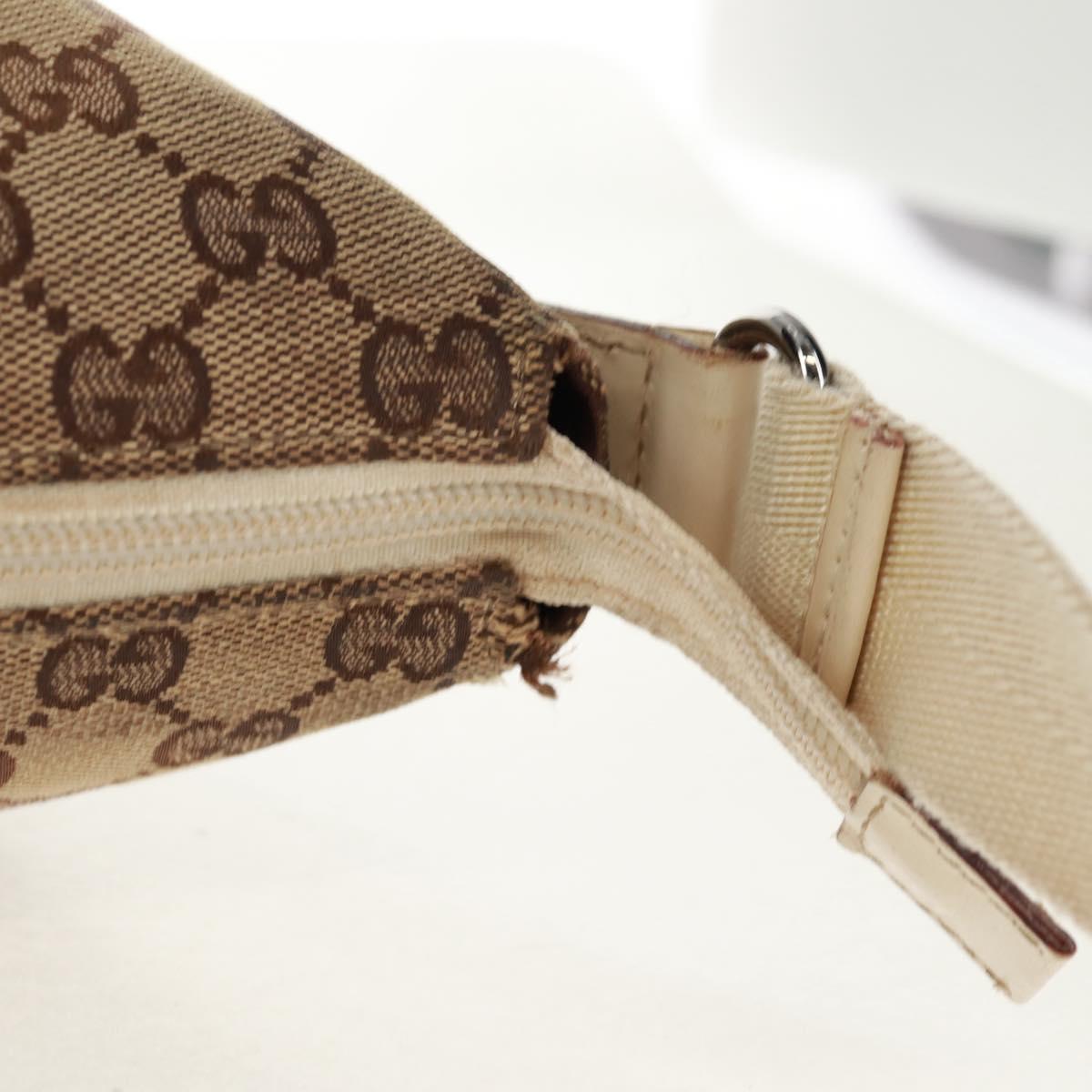 GUCCI GG Canvas Shoulder Bag Beige Silver 145856 Auth bs31883