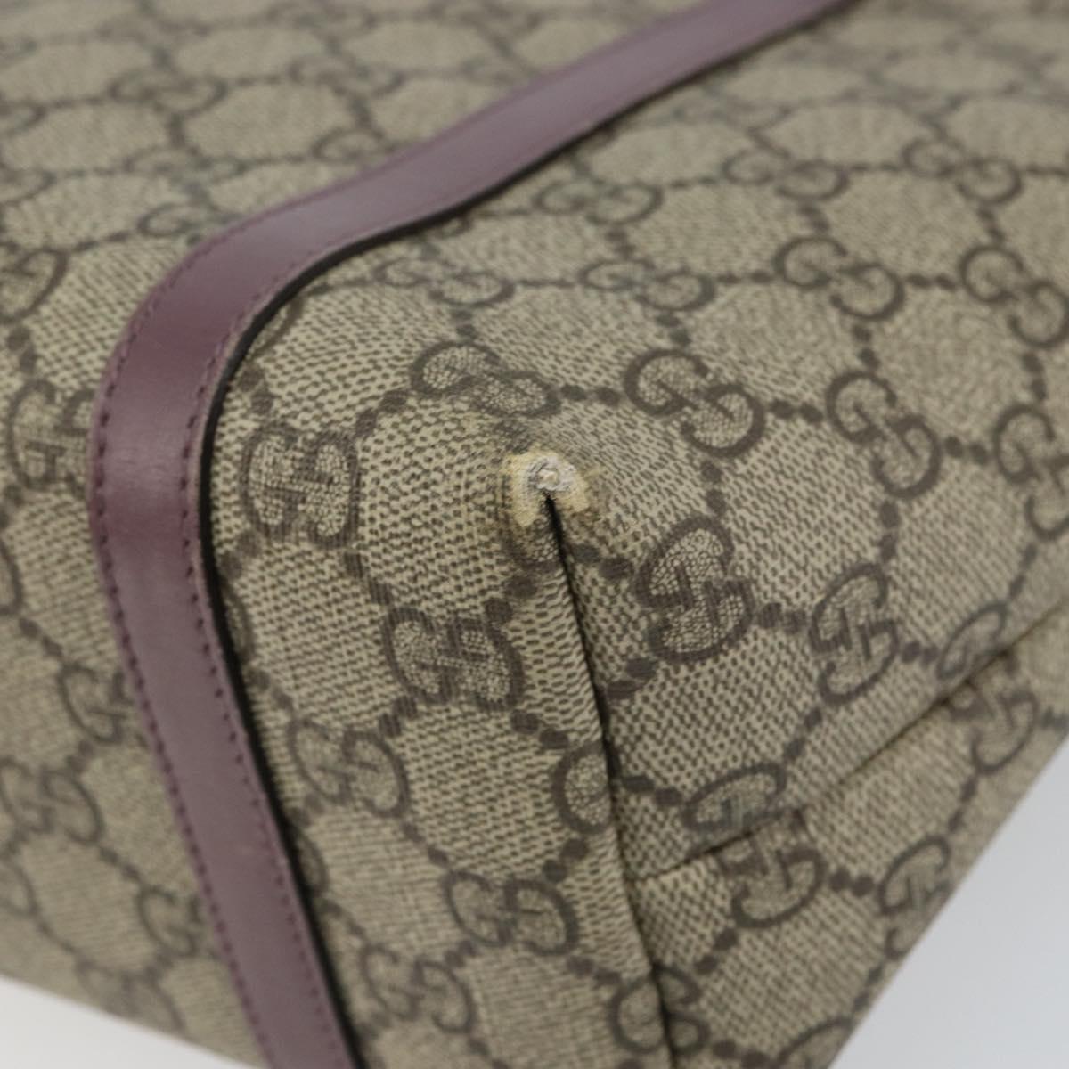 GUCCI Micro GG Supreme Hand Bag PVC Beige Silver 297557 Auth bs31884
