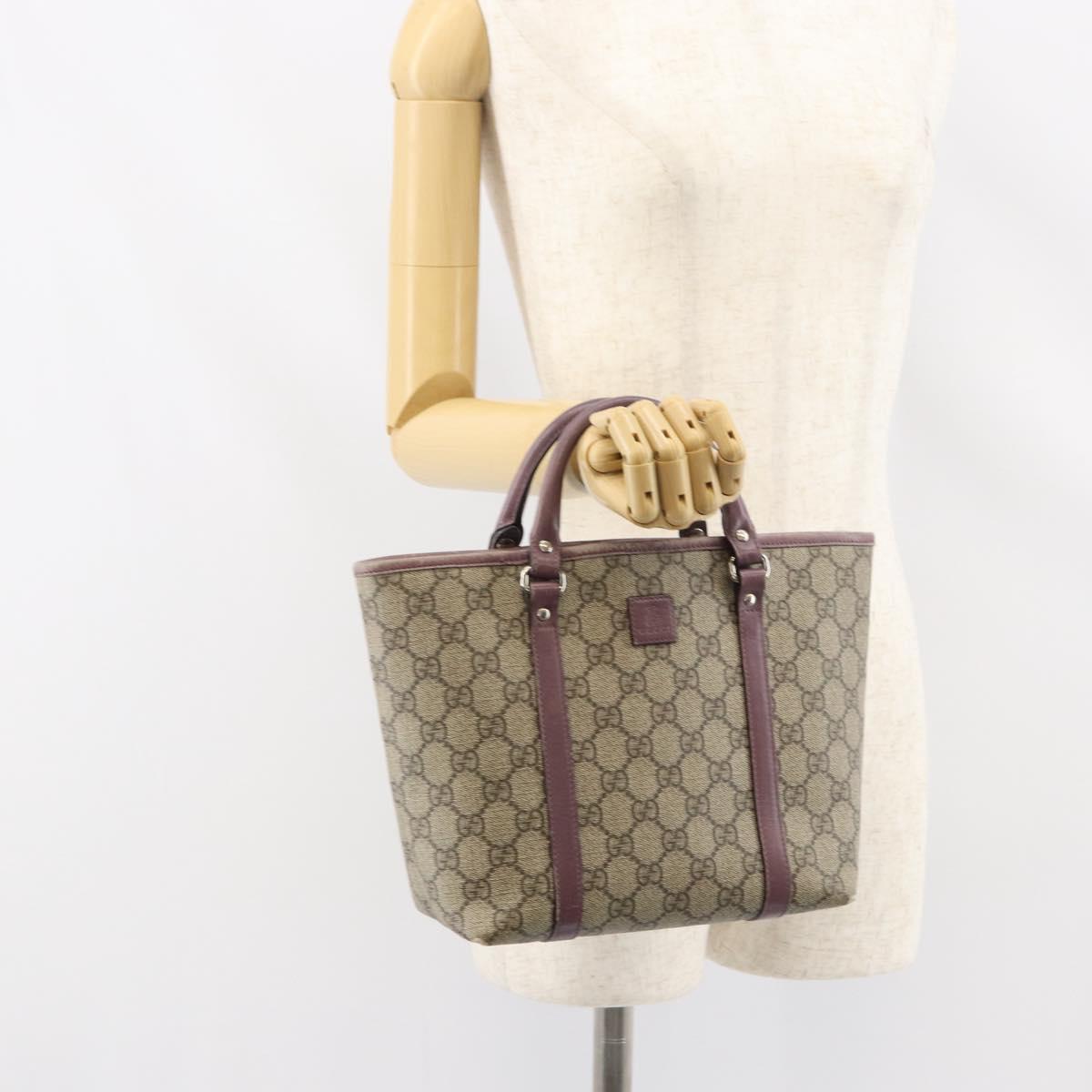 GUCCI Micro GG Supreme Hand Bag PVC Beige Silver 297557 Auth bs31884