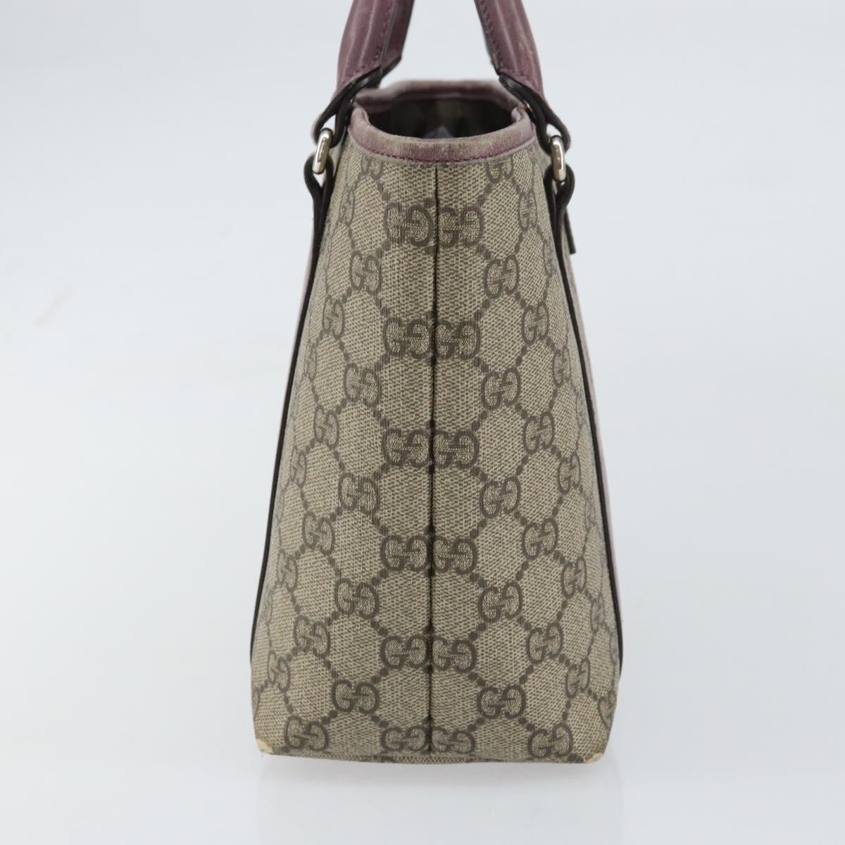 GUCCI Micro GG Supreme Hand Bag PVC Beige Silver 297557 Auth bs31884