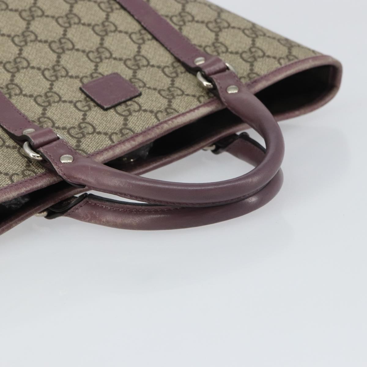 GUCCI Micro GG Supreme Hand Bag PVC Beige Silver 297557 Auth bs31884