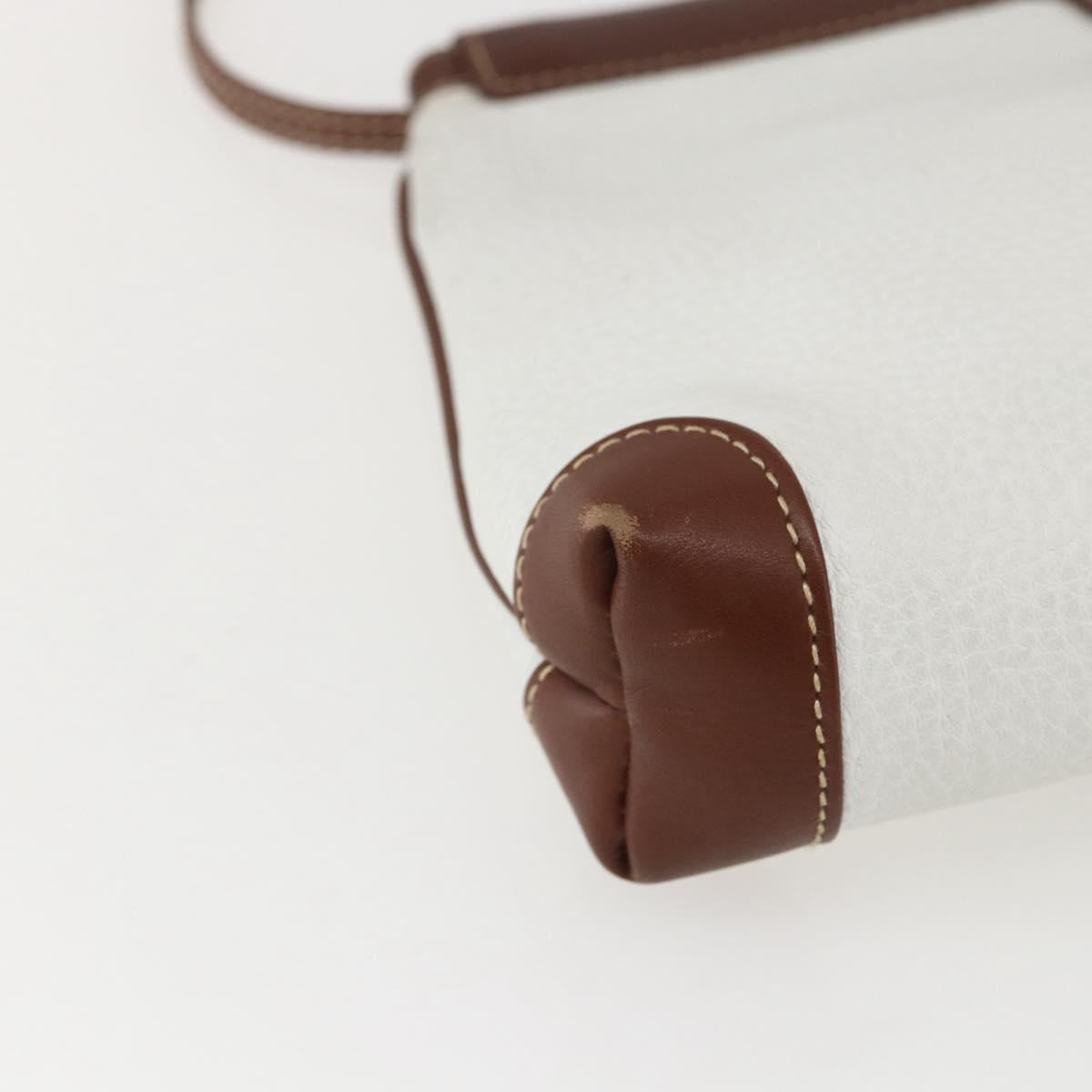GUCCI GG Supreme Shoulder Bag Leather White Silver 87 007 5553 Auth bs31885