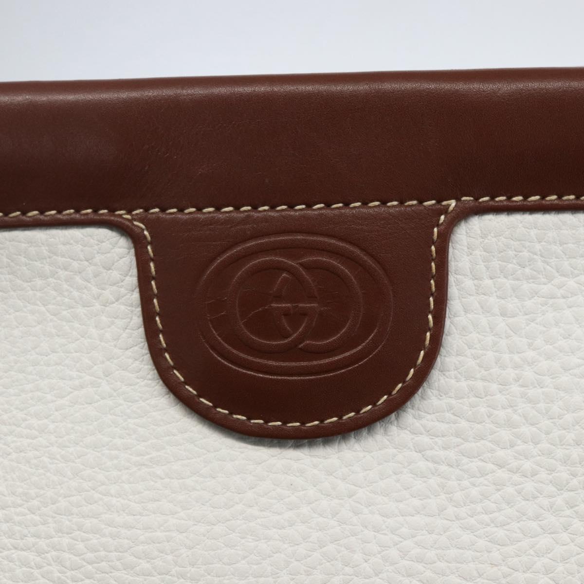 GUCCI GG Supreme Shoulder Bag Leather White Silver 87 007 5553 Auth bs31885
