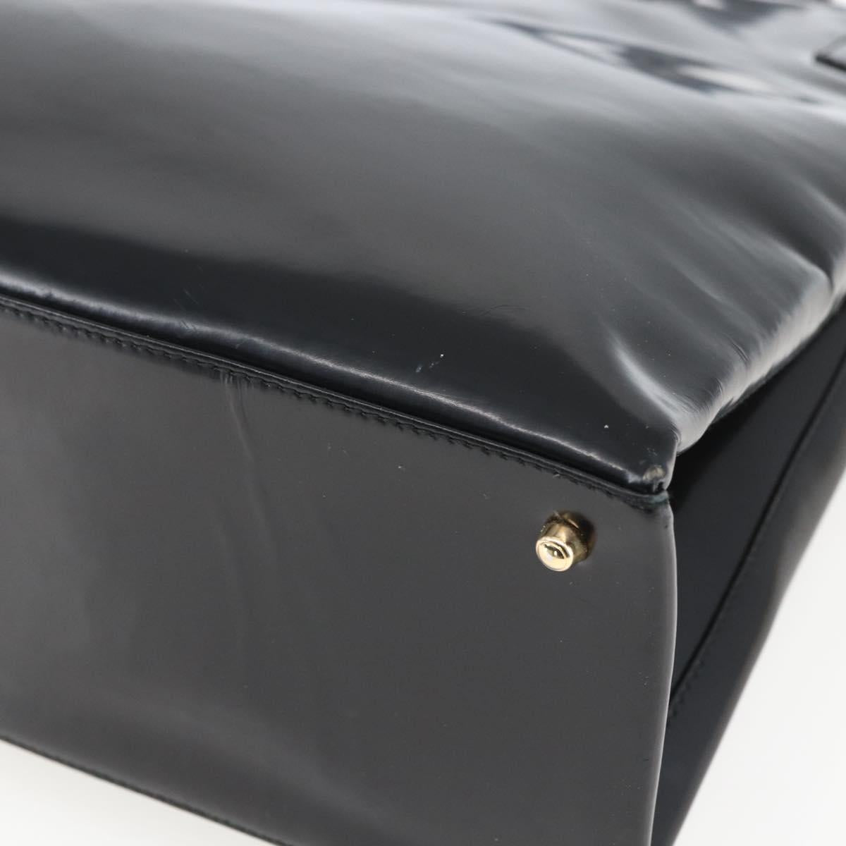 GUCCI Tote Bag Enamel Black Gold 002 1046 0407 Auth bs31886