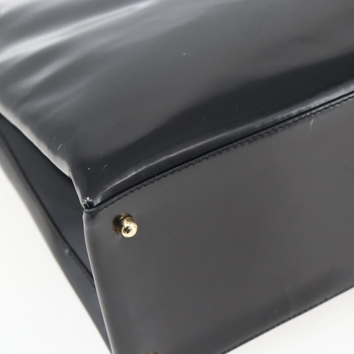 GUCCI Tote Bag Enamel Black Gold 002 1046 0407 Auth bs31886