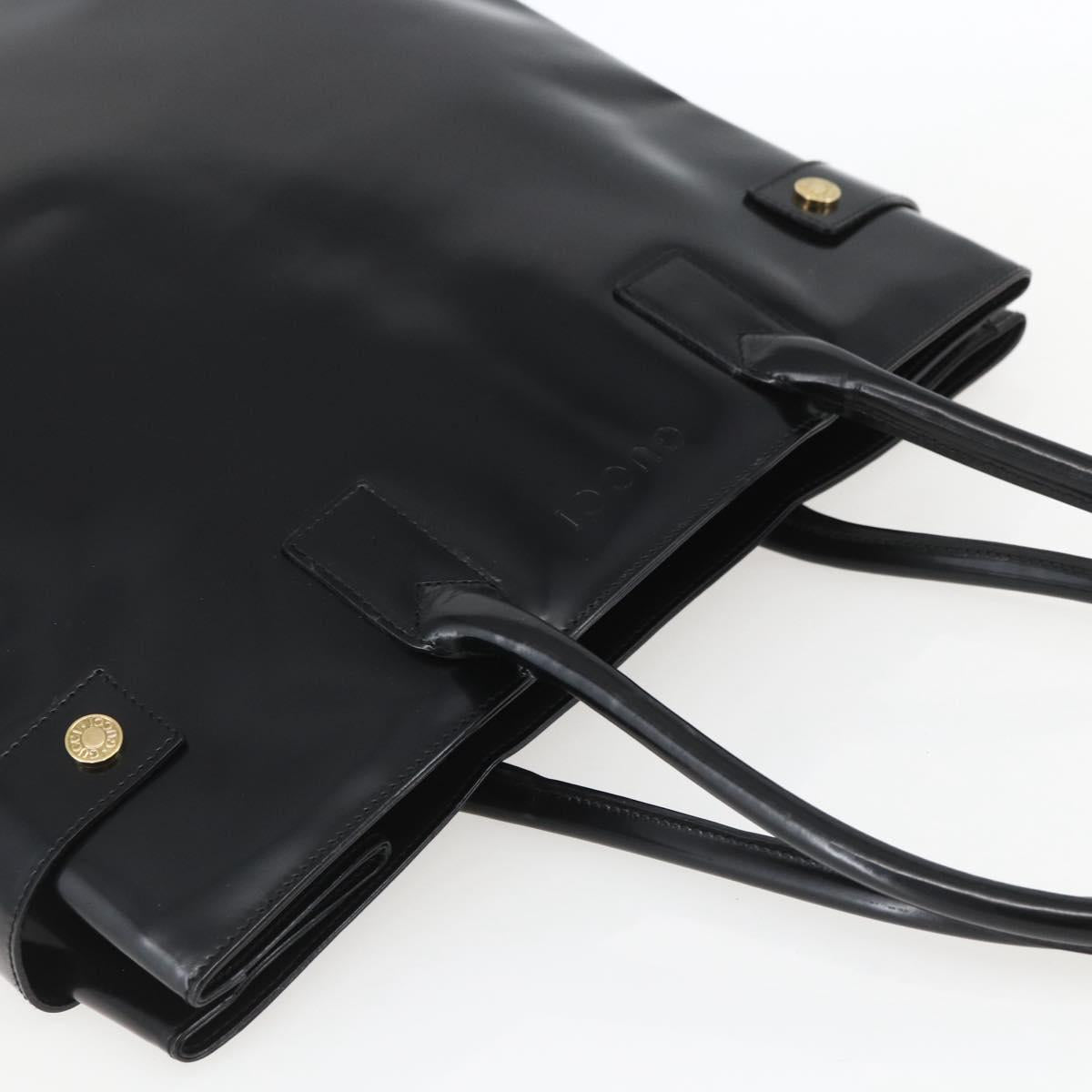 GUCCI Tote Bag Enamel Black Gold 002 1046 0407 Auth bs31886