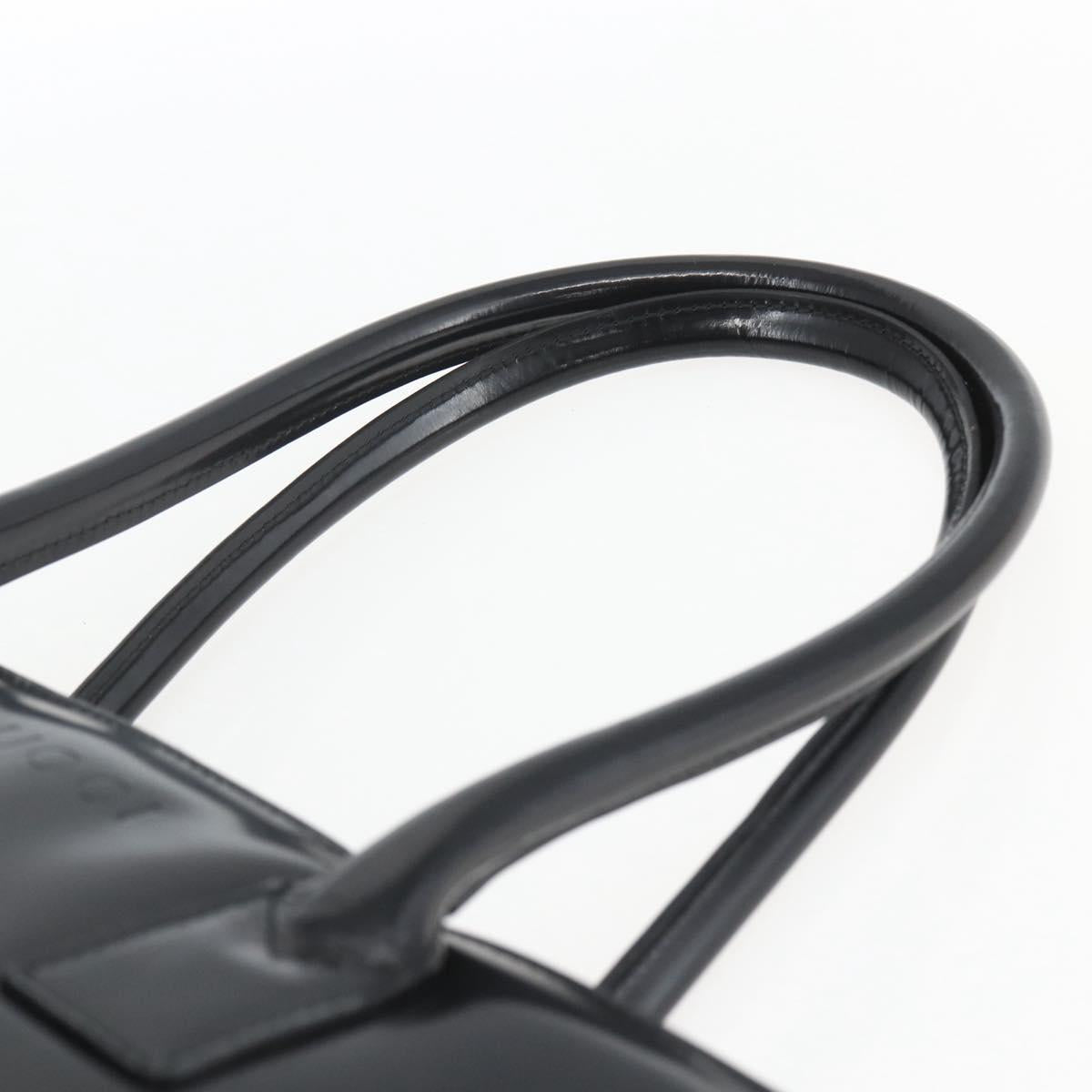 GUCCI Tote Bag Enamel Black Gold 002 1046 0407 Auth bs31886