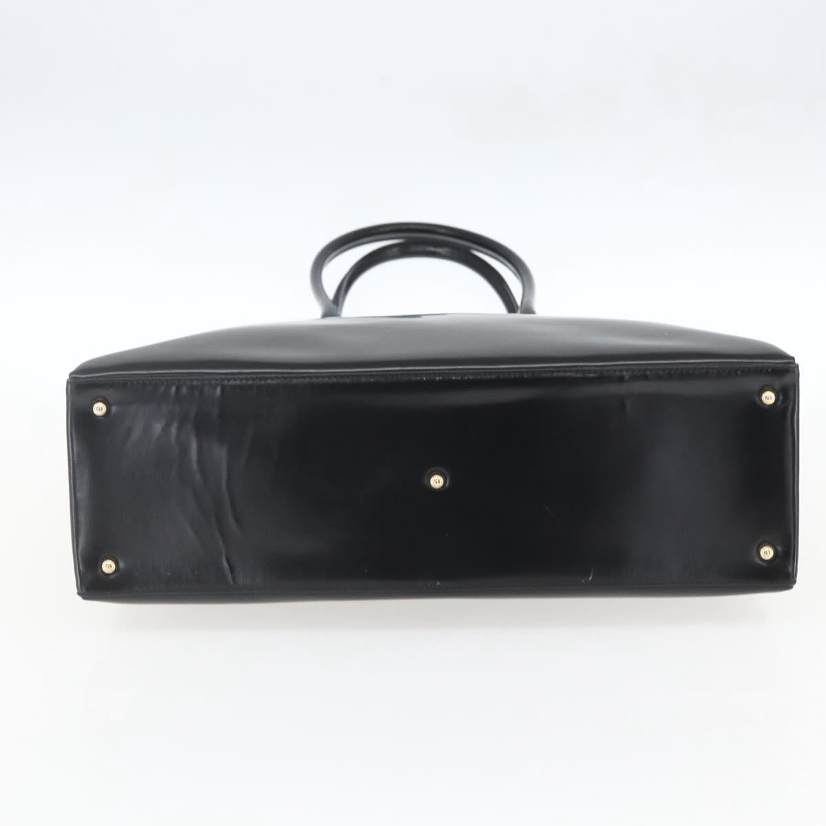 GUCCI Tote Bag Enamel Black Gold 002 1046 0407 Auth bs31886