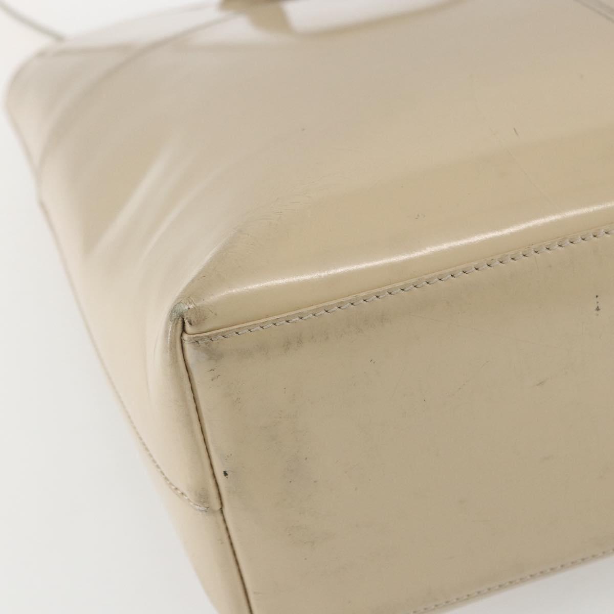 GUCCI Tote Bag Enamel 2way Beige Silver Auth bs31887